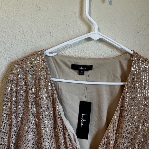Lulus Gold Sequin Bodysuit - Picture 2 of 4